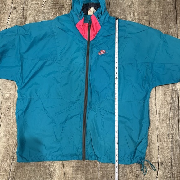 Vintage Nike Windrunner Windbreaker Jacket Teal Blue Hooded Full Zip Mens XL 90s - Picture 3 of 15